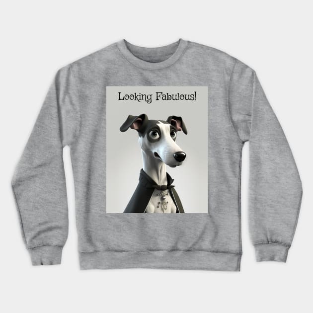 Alfie the Whippet - Looking Fabulous Crewneck Sweatshirt by TheArtfulAI